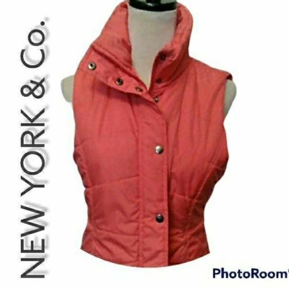 NY&Co PUFFER VEST WINTER VEST PINK CORAL SMALL WOMENS SMALL